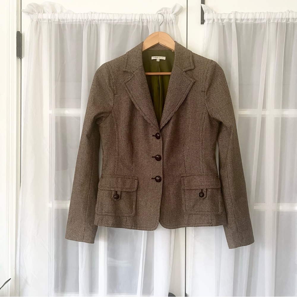 Vince Wool Blend Houndstooth Blazer Equestrian Size 10